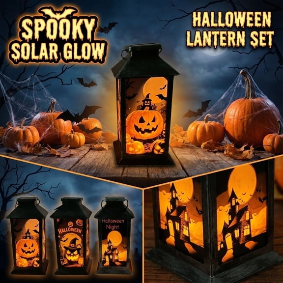 Solar Outdoor Lantern, Solar Halloween Decorations Outdoor, Halloween Outdoor Hanging Decorations, Halloween Yard Decor, Halloween Night Haunted House Print Light for Garden,