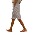 thumbnail image 3 of Cotton Linen Pants for Women Summer Casual High Waisted Drawstring Beach Bermuda Shorts by Yigetop Khaki XL, 3 of 7