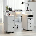 thumbnail image 6 of Advwin Rolling Manicure Table with Dust Collector, LED Lights & Wrist Rest, Beauty Salon Workstation Nail Desk for Nail Tech, Nail Technician Desk for Salon or Home Use, White, 6 of 11