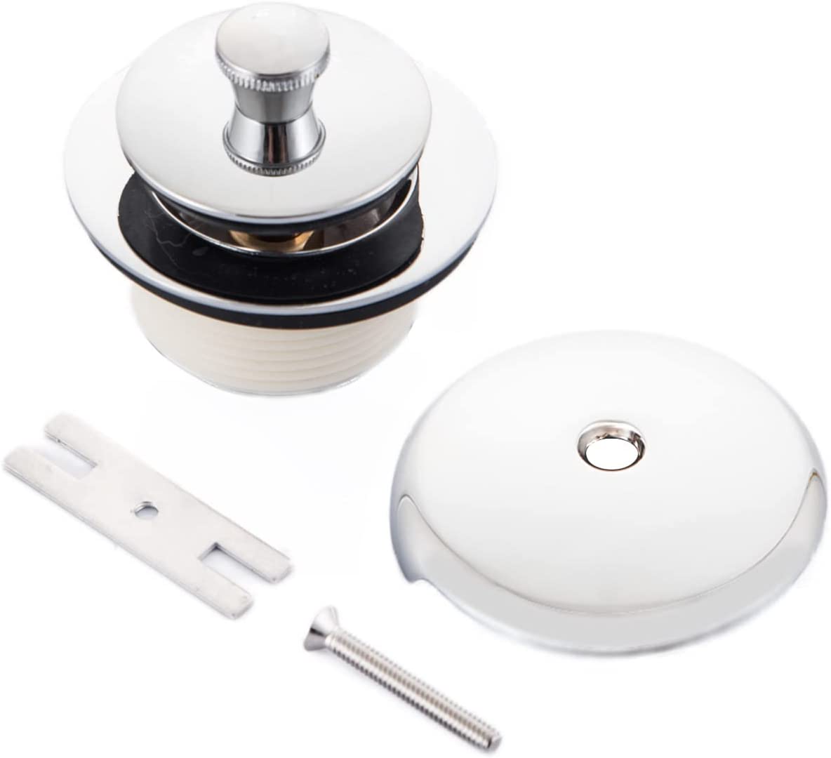 Lift and Turn Bathtub Drain Stopper with 1 Hole Faceplate Cover Bath tub Overflow Kit Assembly