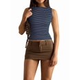 thumbnail image 5 of Tank Tops for Women Summer Boat Neck Sleeveless Casual Basic Ribbed Slim Fitted Shirts Navy Blue XL, 5 of 10