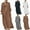 Brown, variant on Women's 3/4 Sleeve Turndown Collar Cotton Linen Shirt Dress Fall Casual Baggy Loose Button Down Side Split Maxi Dresses for Women