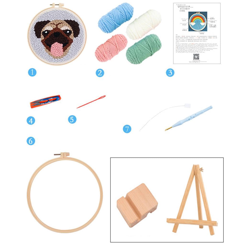 Yunhgft Punch Needle Kit DIY Needlework Animal Dog Embroidery for Adult Kid Starter B B
