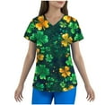 thumbnail image 2 of Gamivast Plus Size St Patricks Day Women Scrubs s Clover Graphic V-Neck Short Sleeve Nursing Scrubs Lightweight Scrubs s Funny Print Medical Top Workwear, 2 of 5