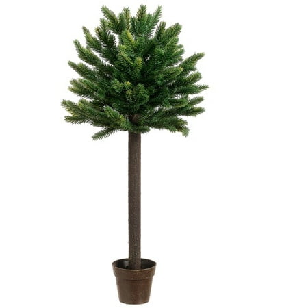 27" Potted Short Needle Balsam Pine Artificial Christmas Topiary Tree - Unlit