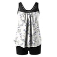 thumbnail image 4 of Nfurl Swimsuits for Women Two Piece Floral Print Tankini Bathing Suits Tummy Control Tankini Swimsuit with Shorts Summer Beach Swimwear White,Size S, 4 of 5