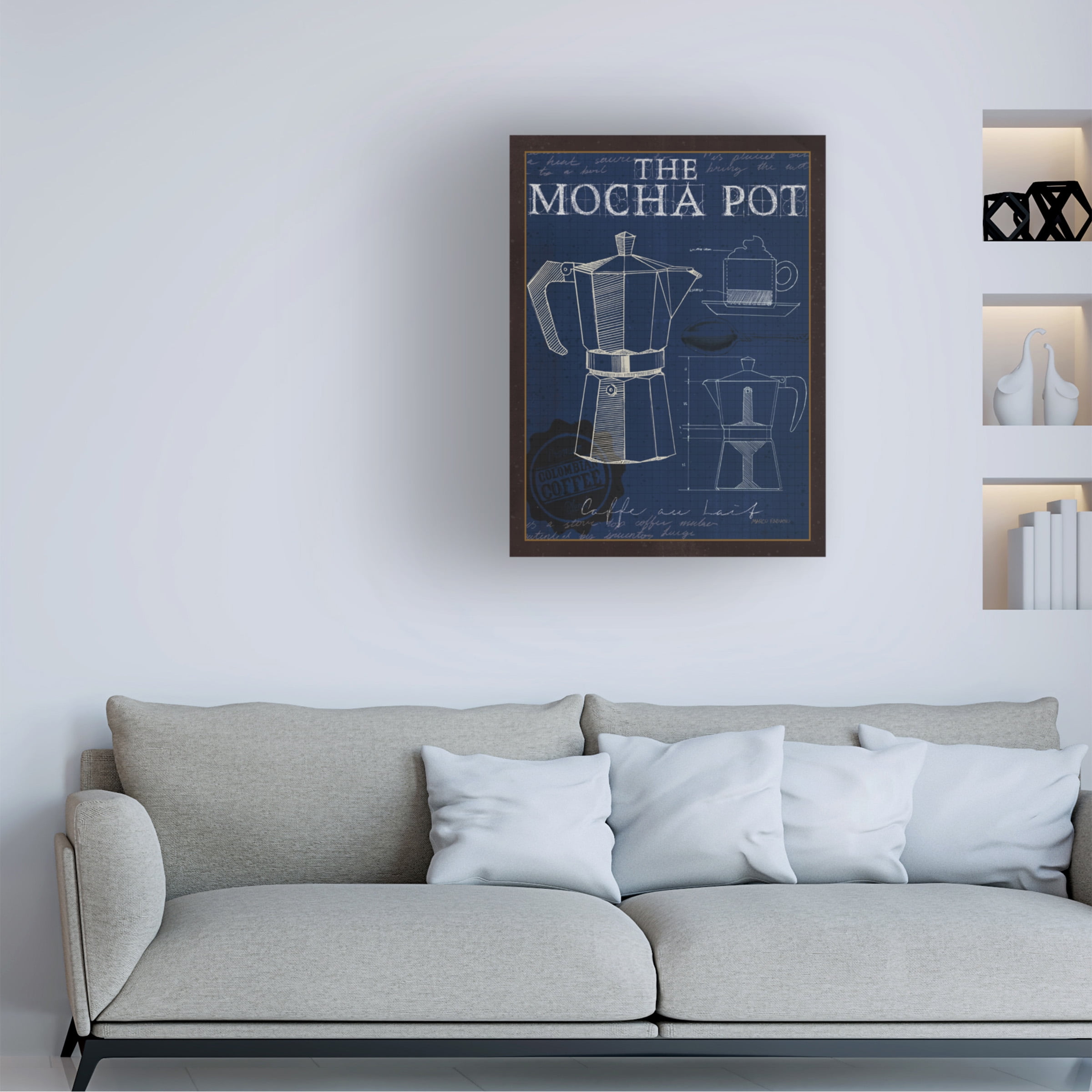 Marco Fabiano 'Coffee Blueprint II Indigo' Canvas Art