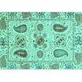 thumbnail image 1 of Ahgly Company Machine Washable Indoor Rectangle Abstract Turquoise Blue Modern Area Rugs, 2' x 5', 1 of 4