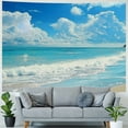 thumbnail image 4 of Shiartex Beach Waves Tapestry Wall Hanging Blue Sky Coulds Nature Tapestry Tropical Ocean Sea Seashore Coast Wall Tapestries 40x30inch, 4 of 6