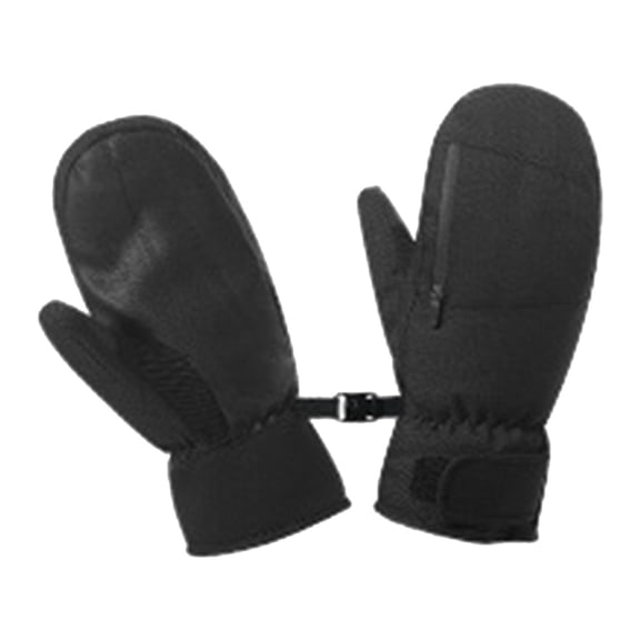 Fgnfyis Snow Gloves for Women Winter Outdoor Skiing Finger Thickened Zipper Warm Protective Gloves Black XL