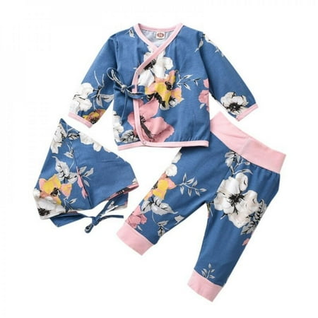 

Elaydool Baby Boy Girl Clothes Set Long Sleeve Flower Pattern T-shirt Tops Pants Hat Casual Outfits
