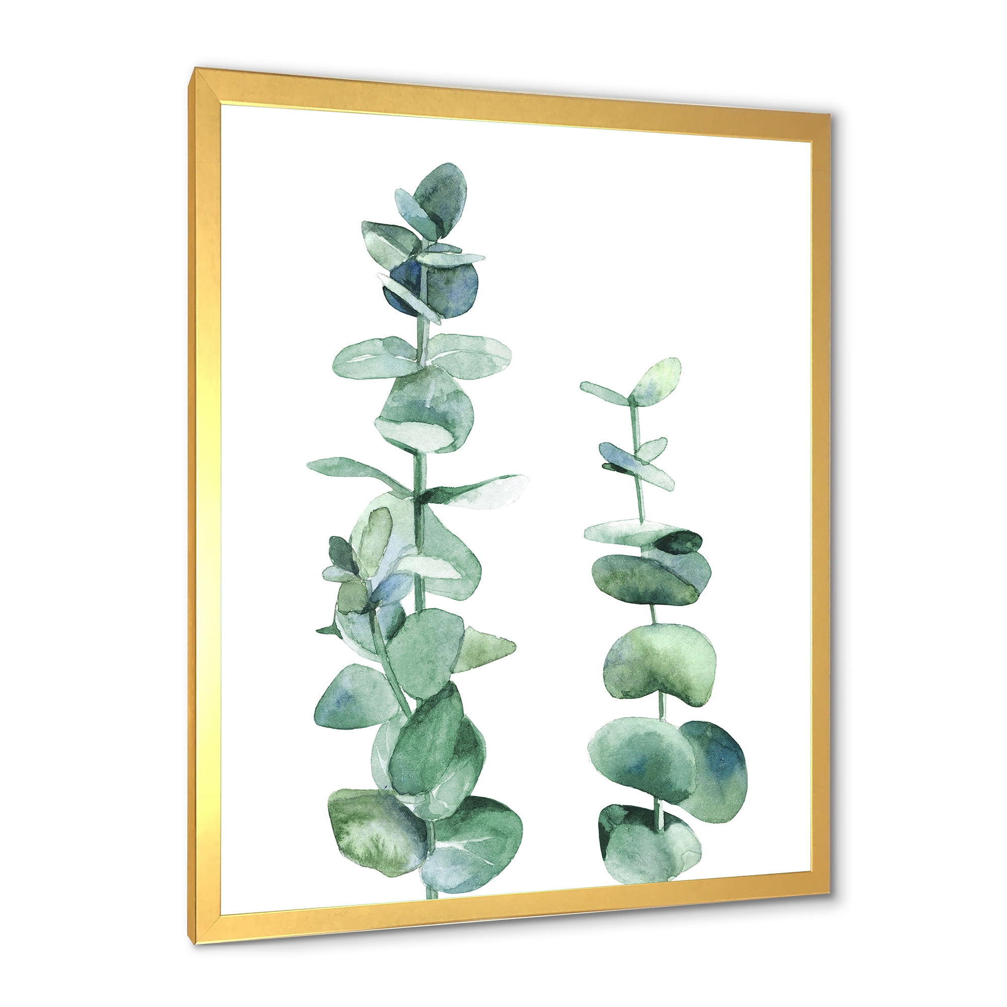 Designart 'Green Eucalyptus Branch' Tropical Framed Art Print