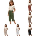 thumbnail image 2 of Liyamei Girls Beach Casual Pants with Solid Color Capri Style for Summer Comfort Size 5-14 Years, 2 of 7