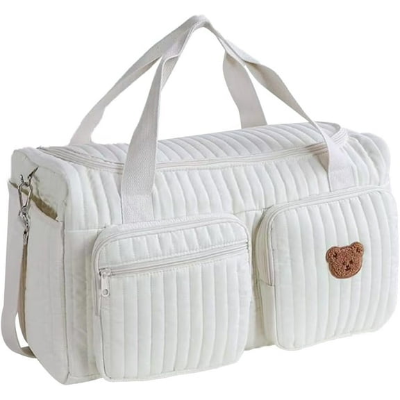 SPEKSEE Quilted Diaper Bag Large Capacity Duffle Bag Weekender Bag for Hospital and Weekender Travel