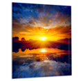DESIGN ART Bright Yellow Sunset Over Lake Large Seashore Glossy Metal