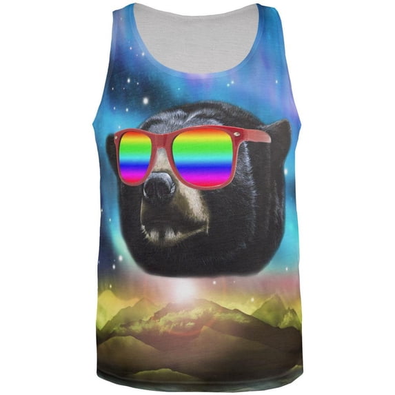 Rainbow Galaxy Bear All Over Adult Tank Top - 2X-Large