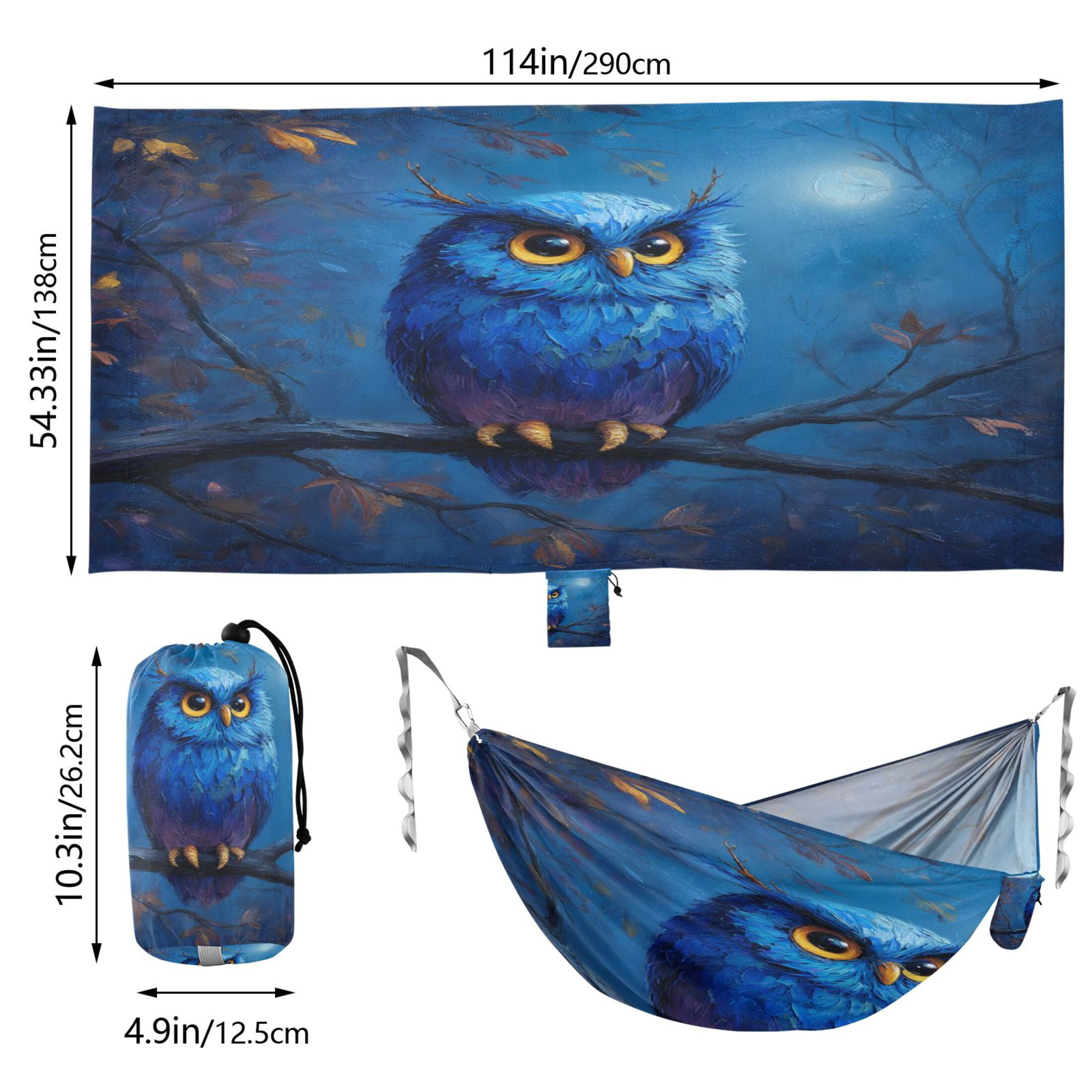 Hammock Camping Hammock Nylon Portable Hammock Travel Camping Hammock Blue Owl Antlers Perched