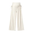 thumbnail image 6 of Maternity Women's Side Drawstring Wide Leg Pants, Over‑Belly High Elastic Support, Adjustable Side Ruched Detail for Pregnancy Daily Wear, Maternity Pants for Women Beige XXL, 6 of 6