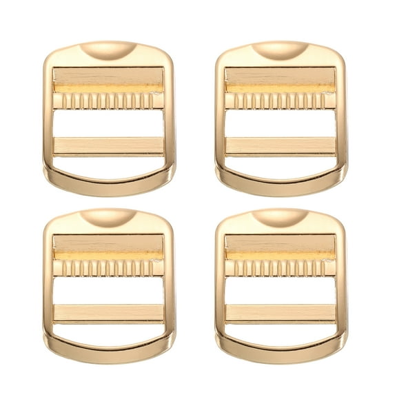 4 Pack Metal Ladder Lock Buckles, 1 inch Tri-Glide Lock Slider Buckle Adjustable, Strap Release Buckles Zinc Alloy for Backpack Strap Accessories, Light Gold