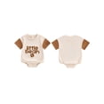 thumbnail image 3 of Aojekbee Baby Boys Summer Romper Infant Short Sleeve Crew Neck Letter Embroidery Contrast Color Romper, 3 of 10