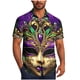 thumbnail image 3 of TaTaai ashion Men's Mardi Gras Turndown Collar Shirt, Printed Short-Sleeve Casual Button Top, Soft Fabric for Summer Casual Daily Outdoor Occasions Gift, 3 of 6