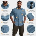 thumbnail image 2 of FEN AI Men's Long Sleeve Fishing Shirts UV Sun Protection Cooling Tops for Outdoor Working Button Down Shirt Blue, 2 of 8