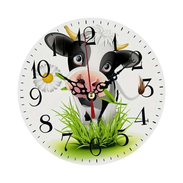 Reloj de pared de madera con diseño de vaca rústica, silencioso, preciso y decorativo. 25cm 10 pulgadas