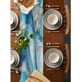 thumbnail image 2 of Marble Blue Teal Table Runner 120 Inches, Watercolor Modern Abstract Art Bed Runner Dresser Scarves Tabletop for Indoor Outdoor Parties/Ceremony/Banquet, 13"x 120", 2 of 8