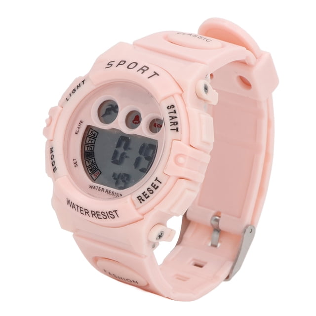 Reloj De Pulsera Para Niños, Reloj Digital Para Niños, Despertador, Rosa, Resistente Al Agua Hasta 30 M, Fecha Para Exteriores