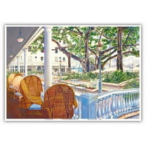 Romance of the Moana - Moana Hotel Waikiki Beach - Honolulu Hawaii - From an Original Hawaii Watercolor Painting by Peggy Chun - Master Art Print 10in x 14in