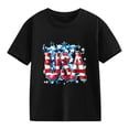 thumbnail image 4 of ITSAME Girls 4th of July T-Shirts Patriotic Crewneck Tops Independence Day Graphic Tees Black Size 3-4, 4 of 7