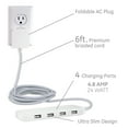 thumbnail image 2 of GE UltraPro 4 Port USB Power Strip, 6ft Braided Cord, White/Gray - 44139, 2 of 10