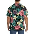 thumbnail image 5 of Easygdp Green Tropical Leaves Men's Casual Short-sleeved Shirt with Pocket and Button Suitable for Beach Vacation Leisure - 4X-Large, 5 of 7
