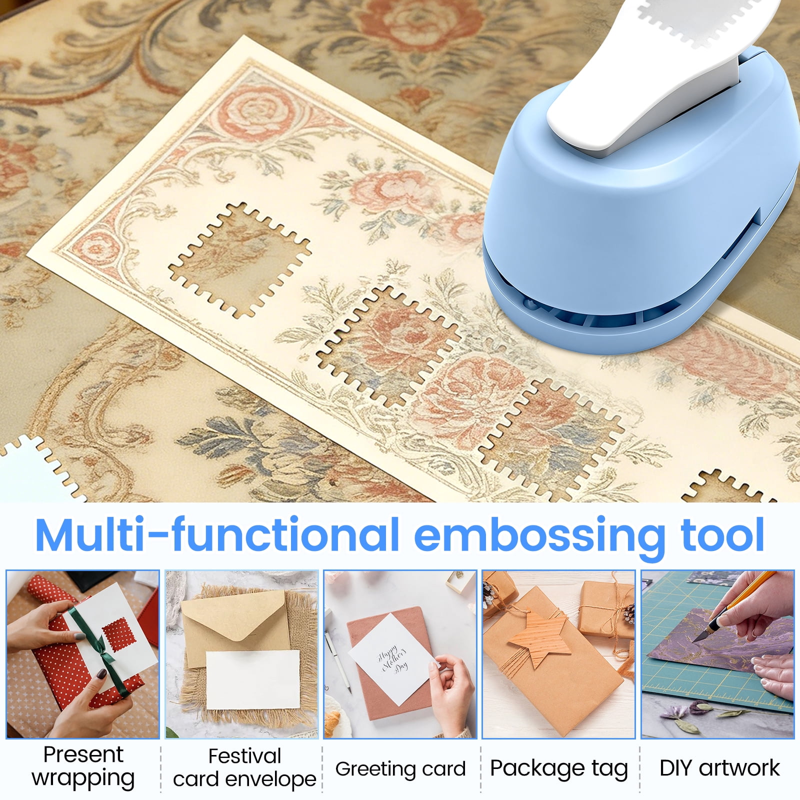 NUAHRHY 2Pcs Rectangular Postage Stamp Puncher, Manual Non Slip Embossing, Precise Stamp Hole Punch Tool Portable Paper Punch for Crafting Scrapbooking Foil Paper EVA Foam DIY Card