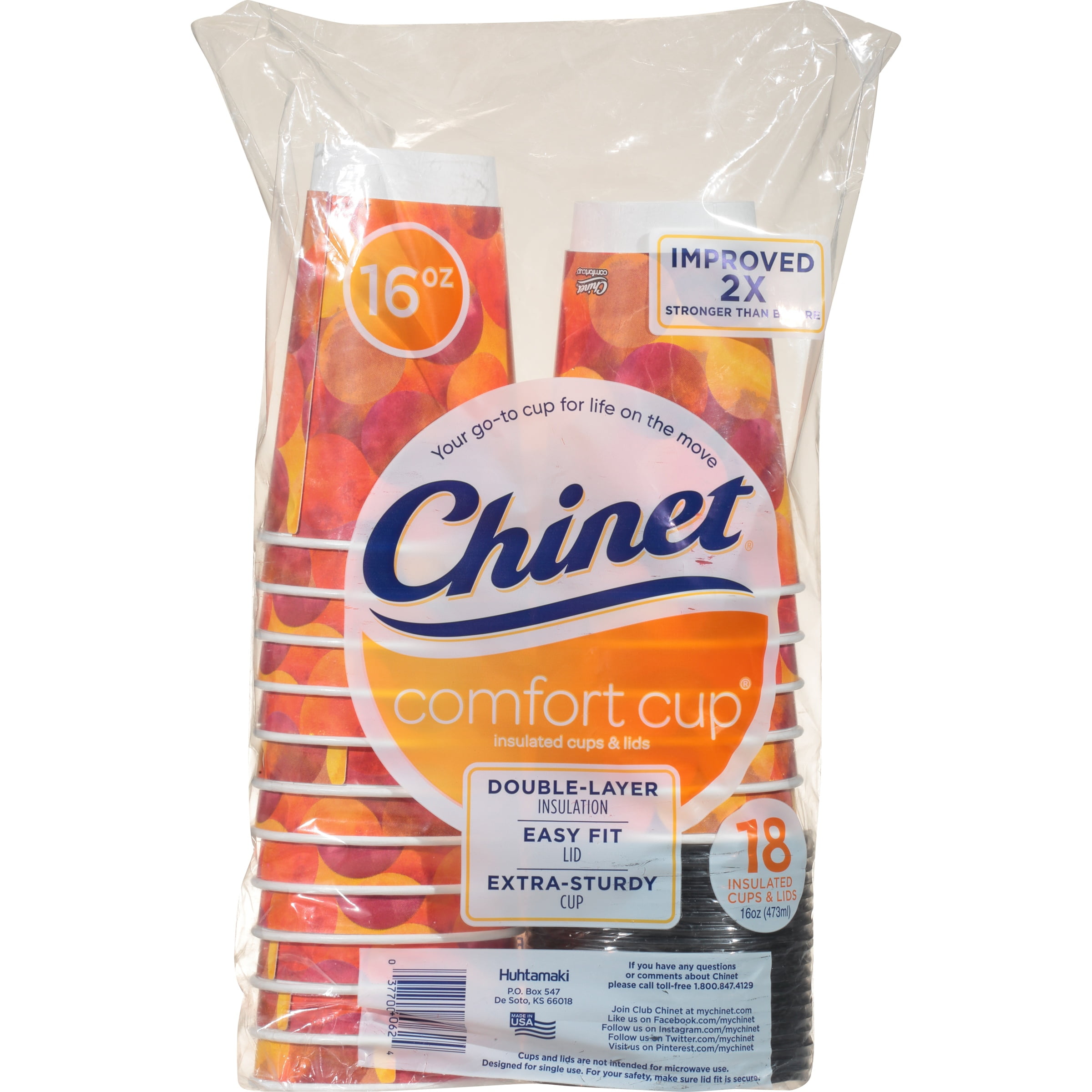 Chinet 16 Oz Insulated Comfort Cups Lids 18 Ct Walmart Com