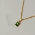 thumbnail image 4 of K-KED Woman Gold Plated Stainless Steel Emerald Simulated Diamond Chain Necklace, 4 of 5