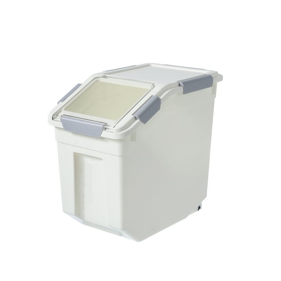 HANAMYA HANAMYA Food Storage Container with Measuring Cup, BPA free, 15 LB Pet Food, For Rice  Grain  Pet Food  Flour, 1 count, White & Gray