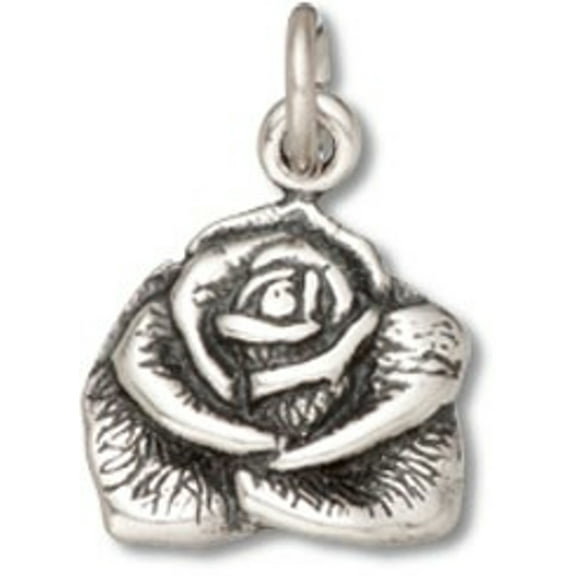 Sterling Silver 16" .8mm Box Chain Rose Bloom Pendant Necklace