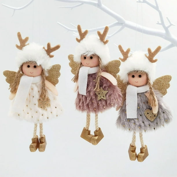 Christmas Angel Ornaments - Cute Baby Doll Christmas Tree Ornaments Decor - Hat & Cloth for Girls Birthday Party Decorations - 3 Pcs Reindeer Angel