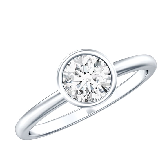 Rosec Jewels IGI Certified Lab Grown Diamond Engagement Ring 1 Carat - E-VS1 Quality - Bezel Set Diamond Solitaire Ring for Women, 925 Sterling Silver, US 4.00