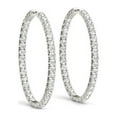 thumbnail image 1 of Oval Shape Two Sided Diamond Hoop Earrings in 14k White Gold (2 cttw), 1 of 4