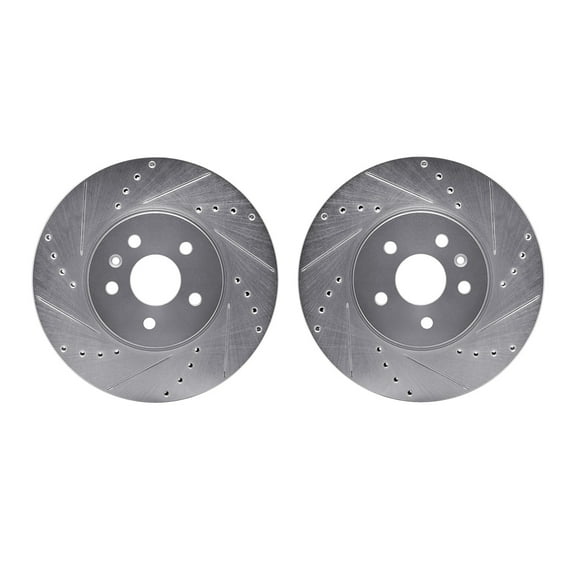 Dynamic Friction Company Front Brake Rotors-Drilled and Slotted-Silver 7002-45004