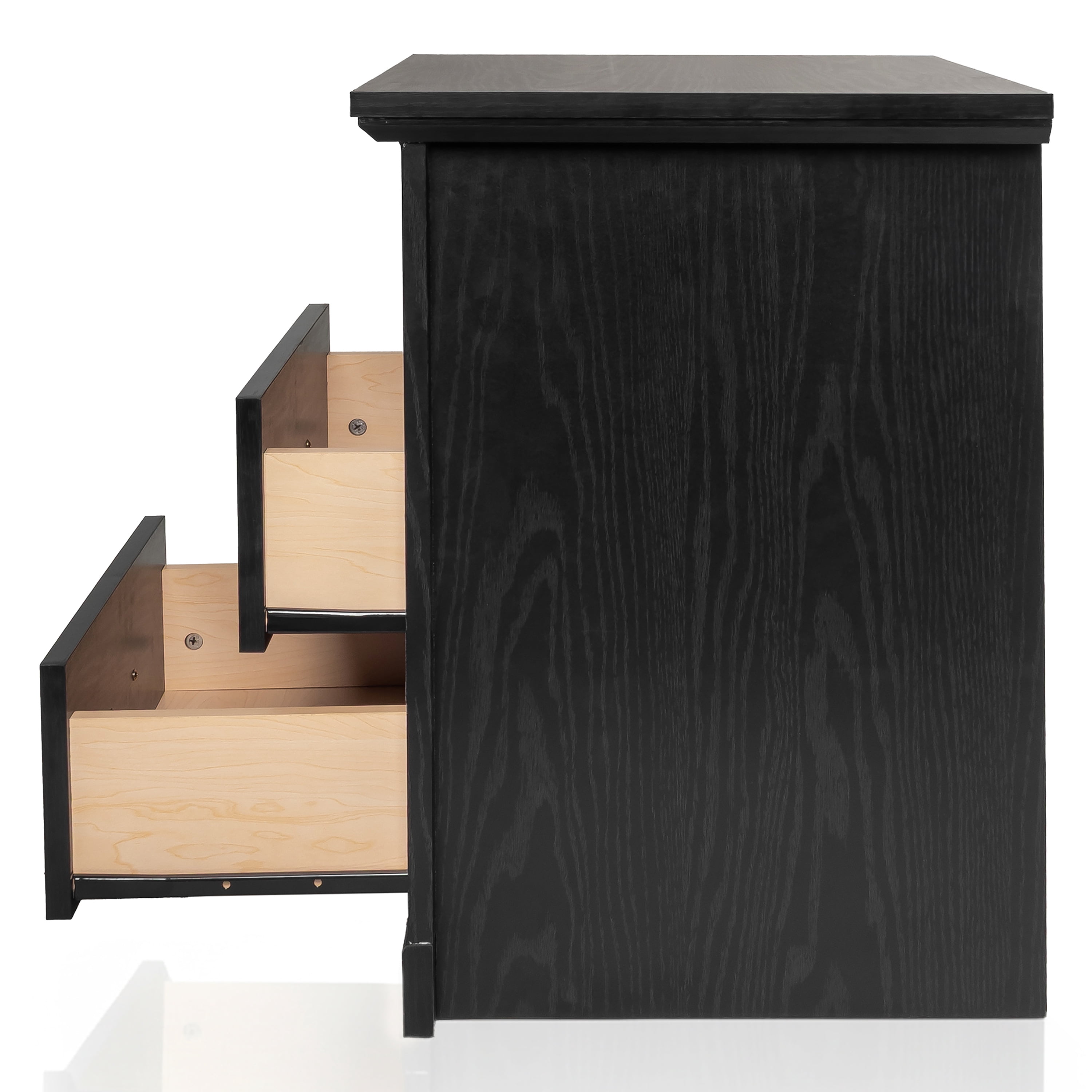 Furniture of America Chara Modern Wood 2-Drawer Kids Nightstand with Open Top Shelf, Black