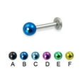thumbnail image 1 of Labret With Colored Ball, 14 Ga,3/8" (10Mm) Long,Green - E, 1 of 1