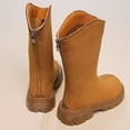 thumbnail image 6 of Miluxas Girl's Faux Fleece Lined Knee High Winter Riding Boots Back Zipper Solid Color Mid Leg Boots (Toddler/Little Kid/Big Kid) Brown 13 M(32), 6 of 9
