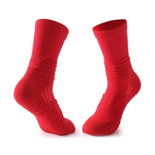 Red Men'S Athletic Performance Crew Socks For Outdoor Cycling Running Sports In Red Color One Size Fits Most Length 7.87 Inch Height 7.48 Inch Comfort Fit Moisture Management