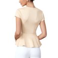 thumbnail image 3 of Casual Tops for Women Cap Sleeve V Neck Ruffled Hem Business Blouse XS Apricot, 3 of 6
