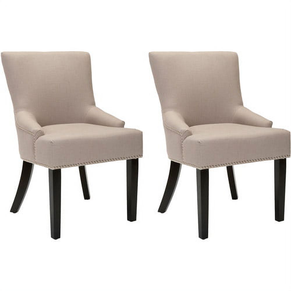 SAFAVIEH Lotus 19''H Side Chair, Taupe/Silver Nail Heads, Set of 2