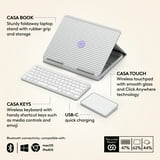 Logitech Casa Pop Up Desk Work From Home Kit with Laptop Stand, Wireless Keyboard & Touchpad, Bluetooth, USB C Charging, for Laptop/MacBook (10” to 17”) - Nordic Calm - Walmart.com