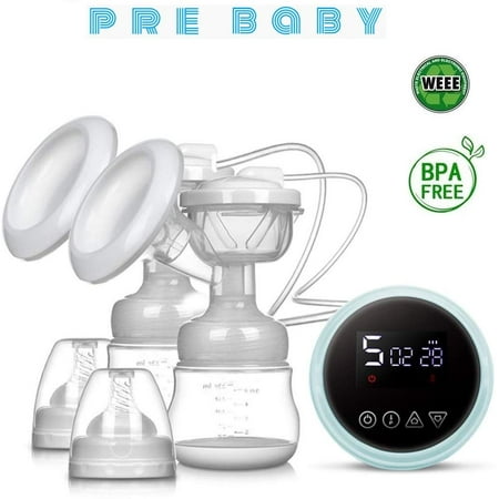 PreBaby Electric Double Breast Pumps, Breast Pump Safe Milk Storage Bottle Dual Control Milk Suction and Breast Massager Breast Care with USB and Lid for Baby Breastfeeding,